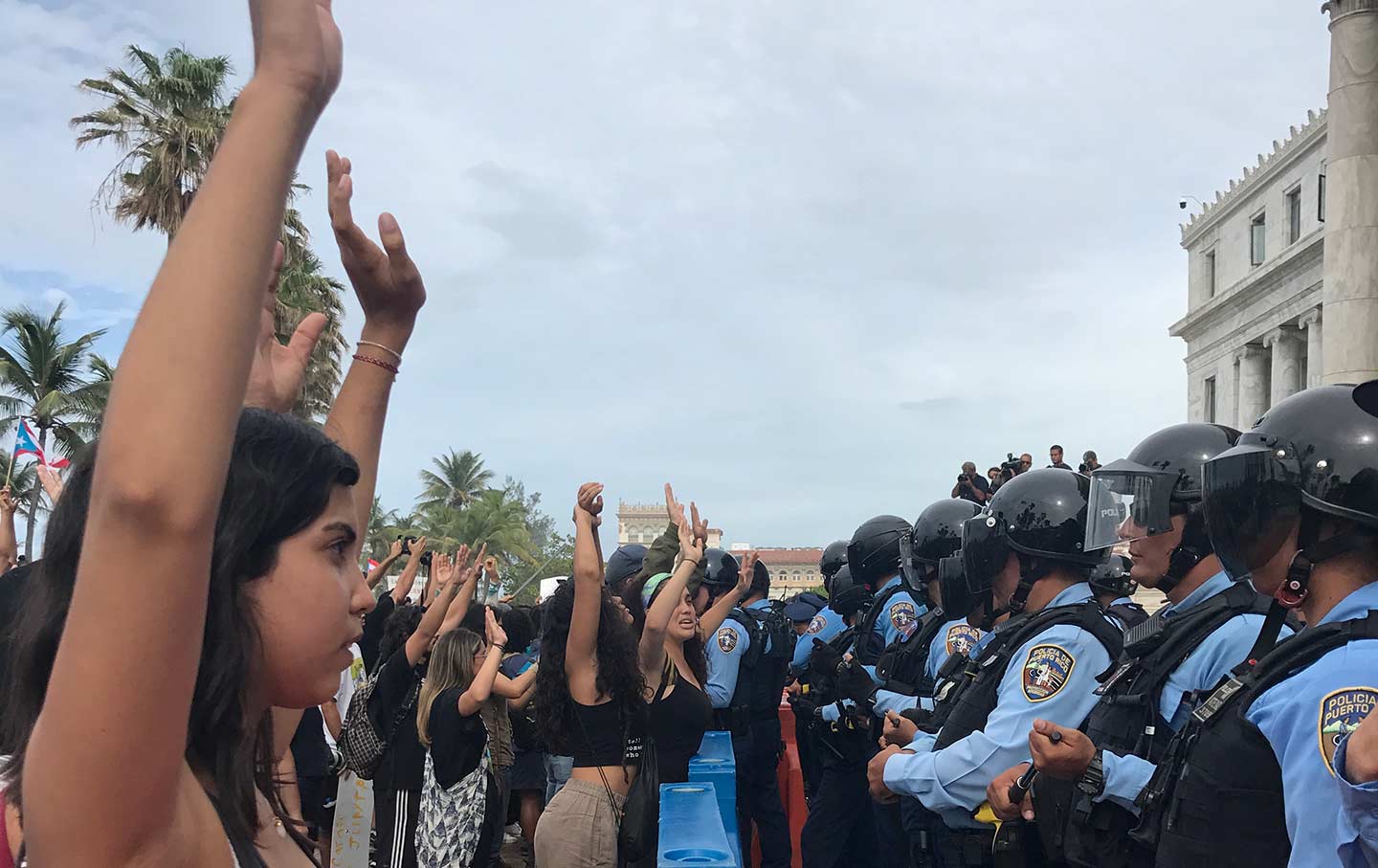 Protestors at the capitol building in Puerto Rico