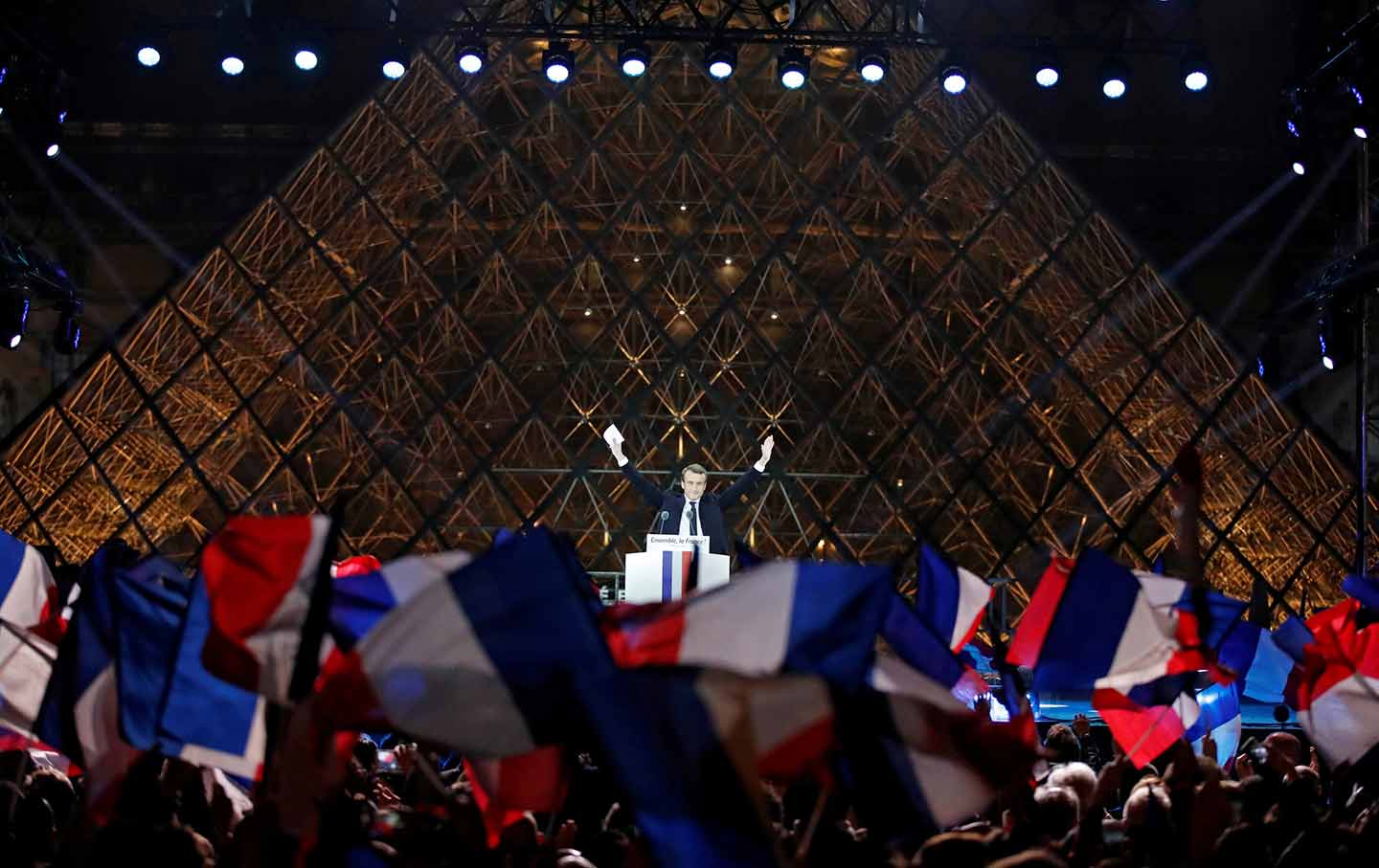 macron victory louvre