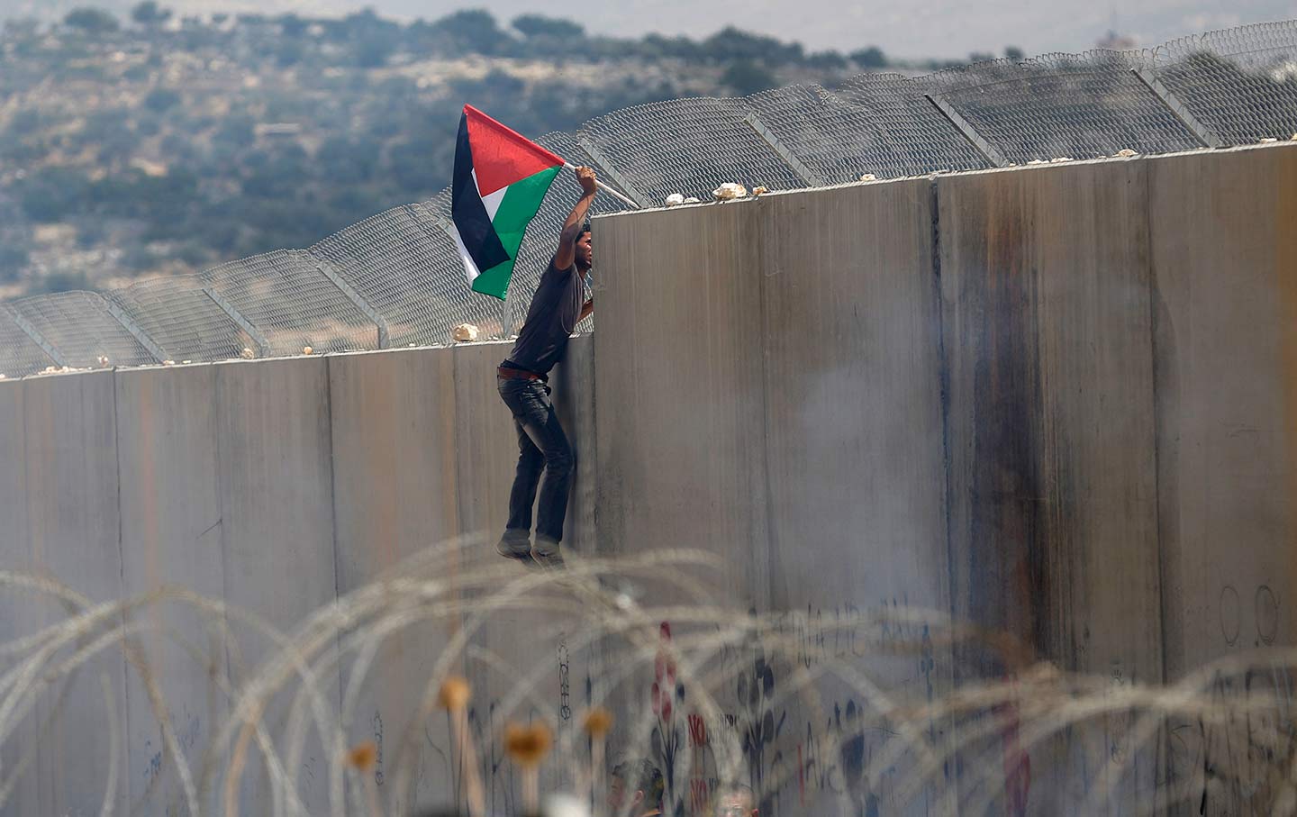 The infamous apartheid wall separating off the West Bank.