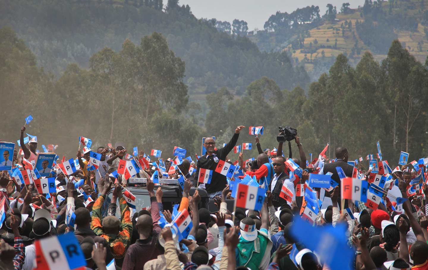 Rwandan President Paul Kagame attends a campaign rally