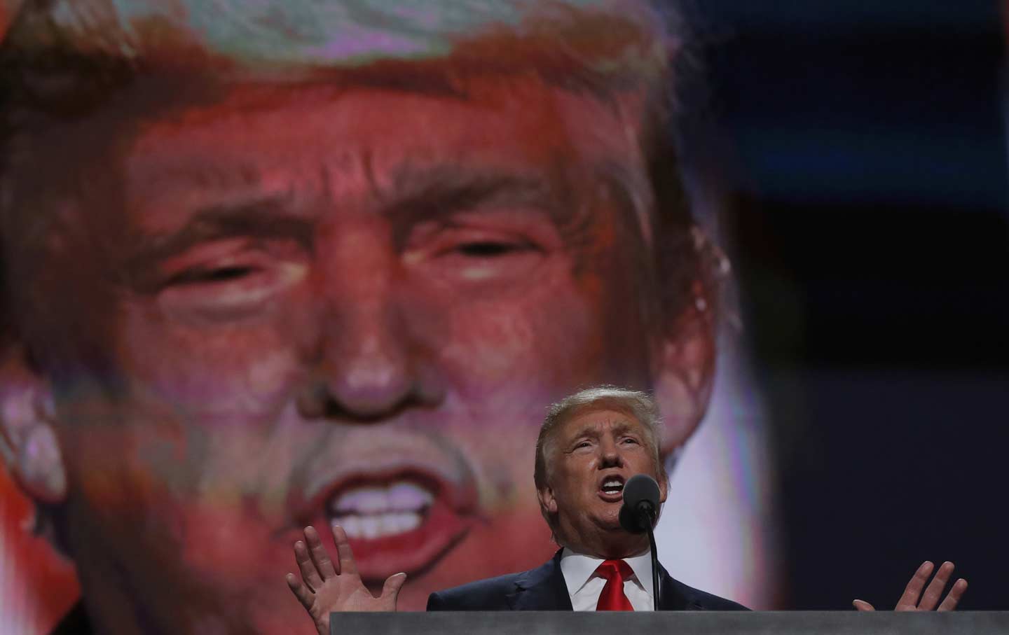 Donald Trump speaking at the final session of the Republican National Convention in Cleveland, Ohio.