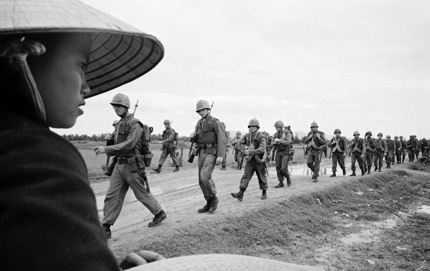 US Marines marching in Da Nang, Vietnam, 1965.