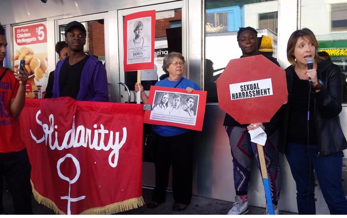 A protest outside McDonald's