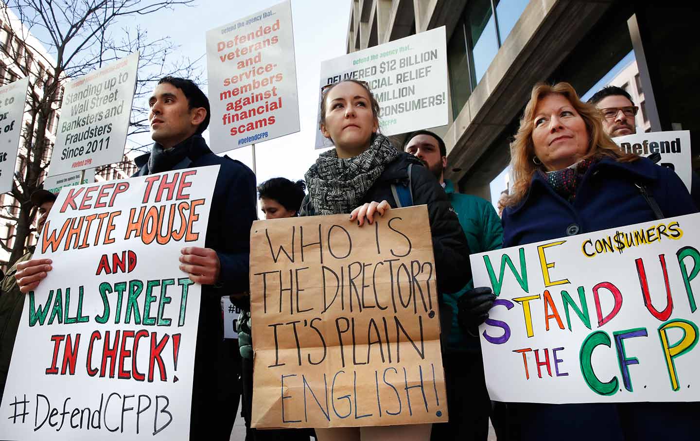 Consumer advocates outside CFPB