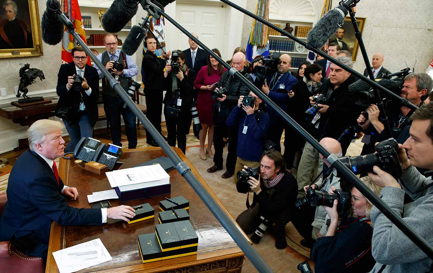 Trump Speaks with Reporters