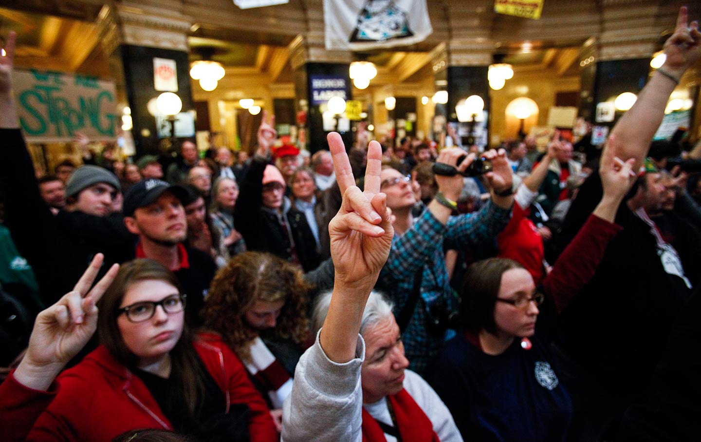 Protesters in the Wisconsin Capitol, February, 2011