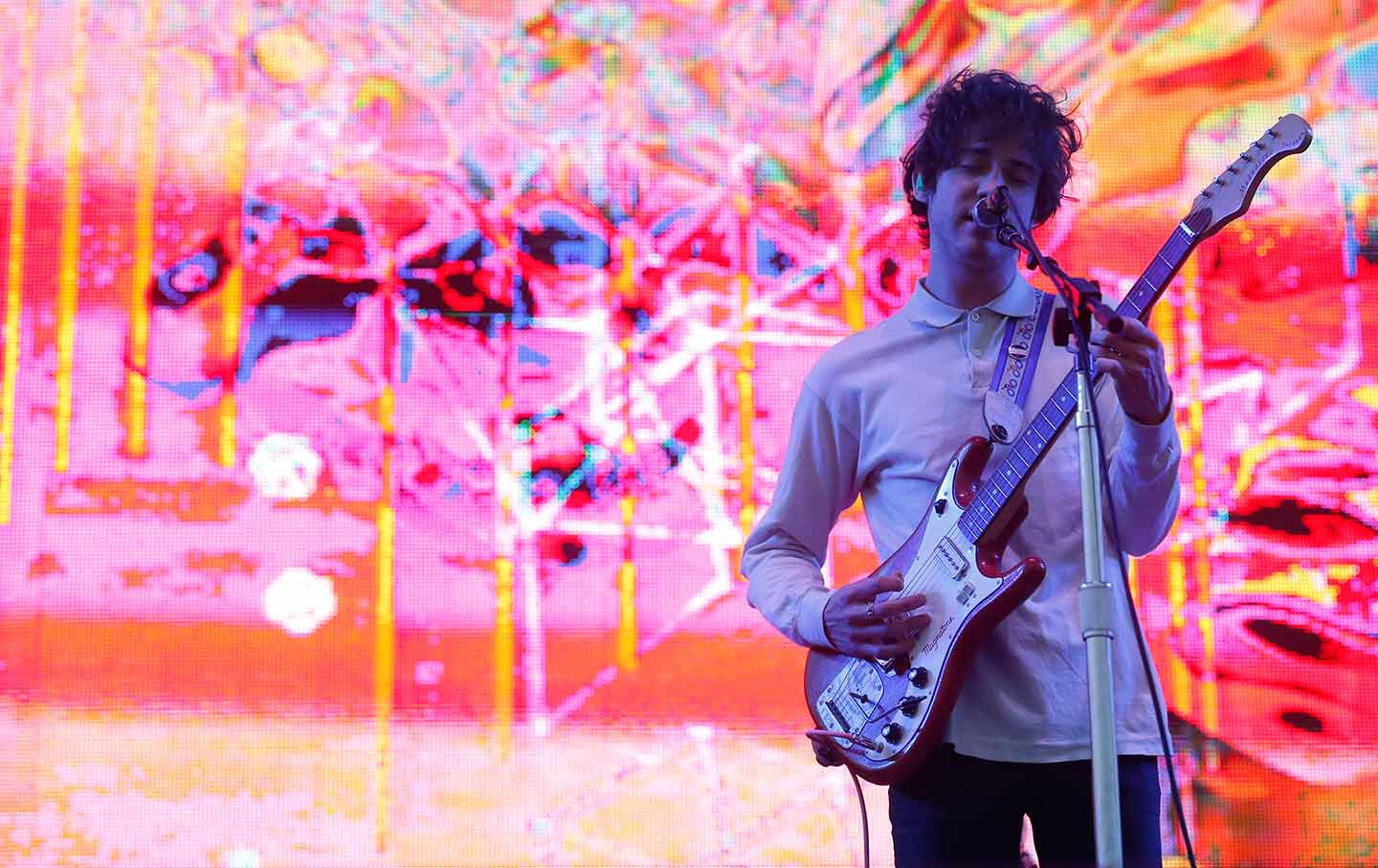 MGMT Andrew VanWyndarden performing at Coachella 2014