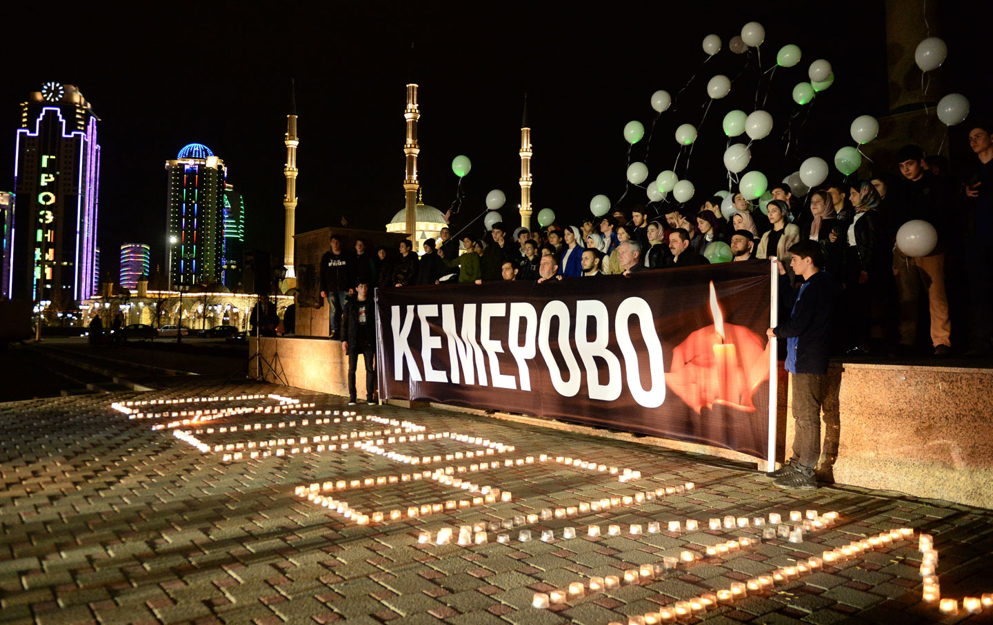 Event in Grozny in memory of those killed in the Zimnyaya Vishnya shopping mall fire in Kemerovo