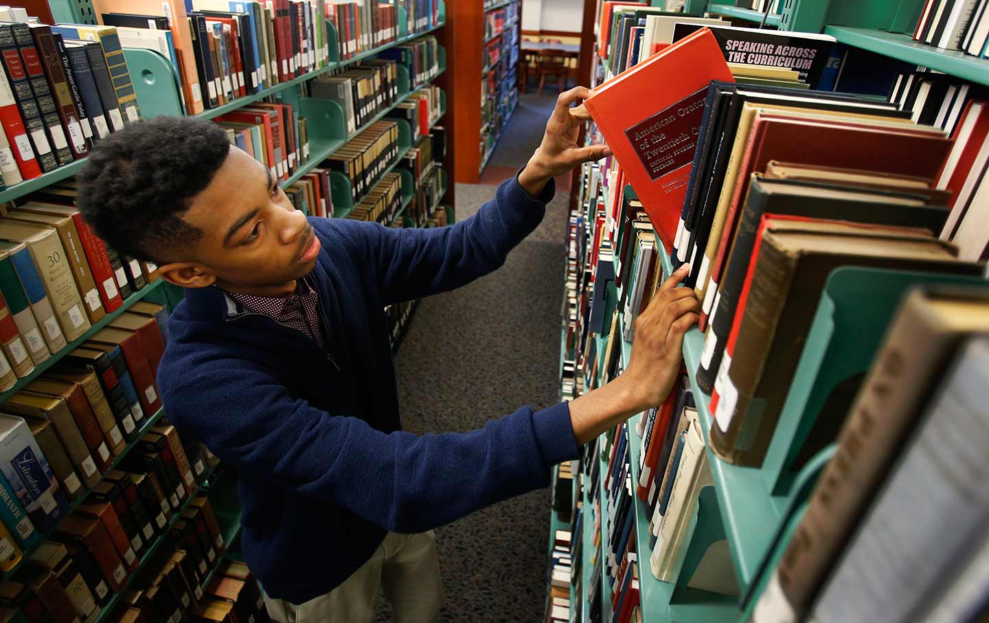 Black Male Student at Library