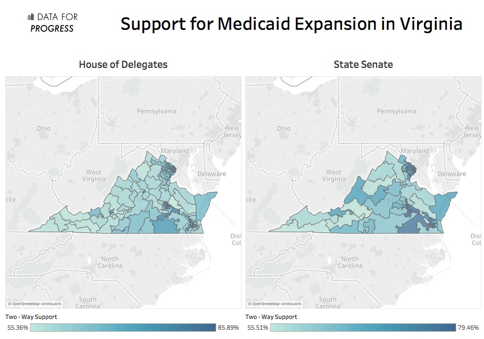 Chart showing support for Medicaid in Virginia