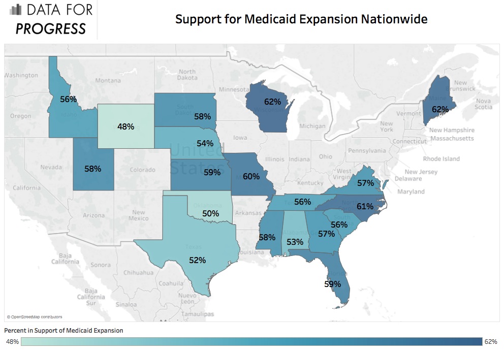 Chart showing support for Medicaid nationwide
