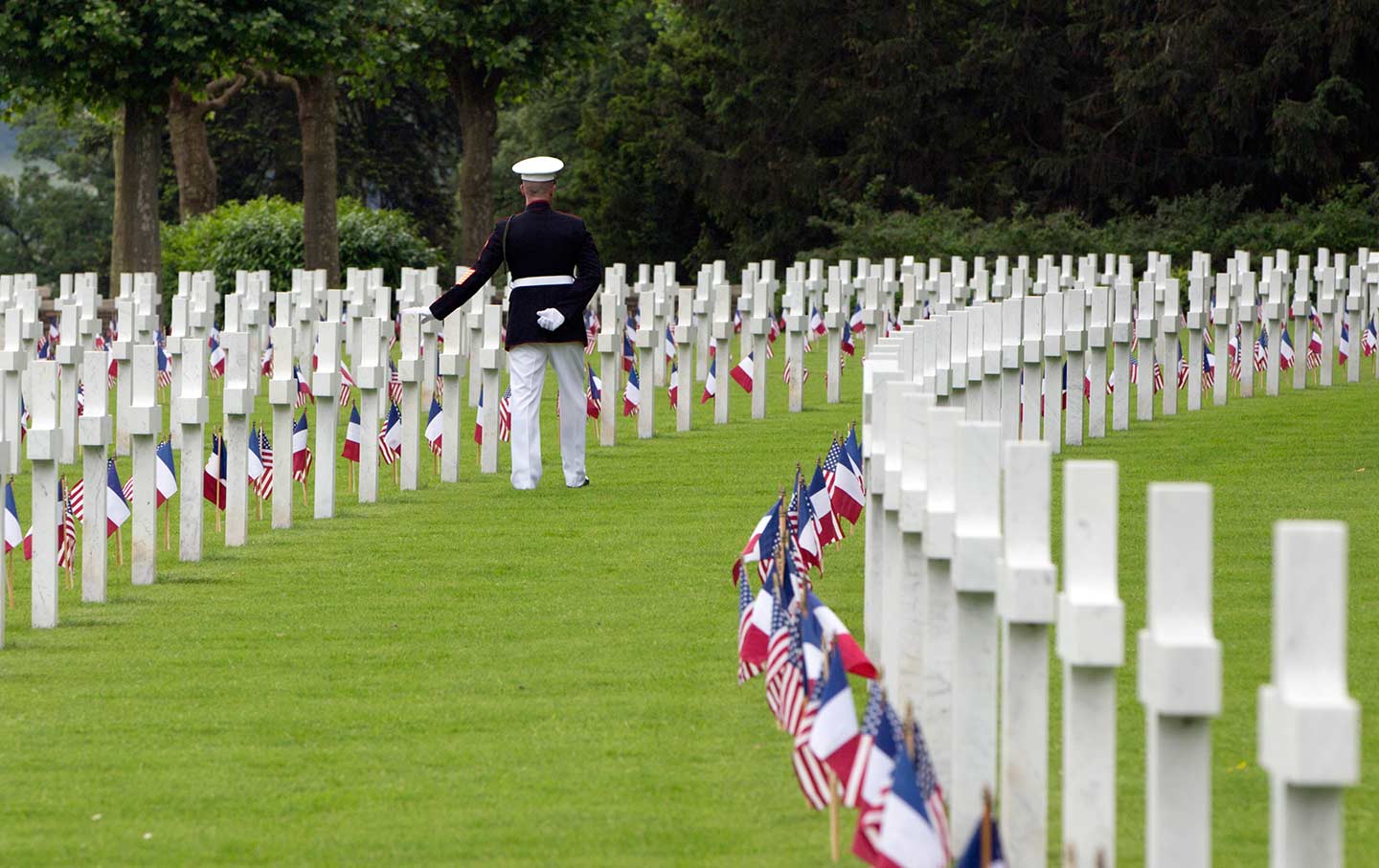 Marine walks through WWI cemetery
