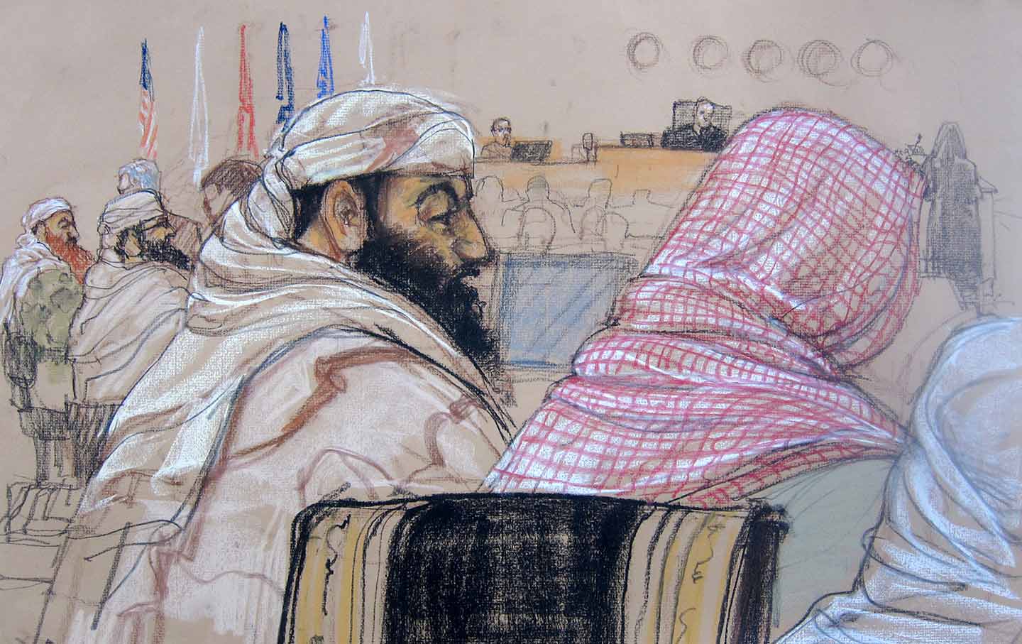 Courtroom sketch of 9/11 defendants