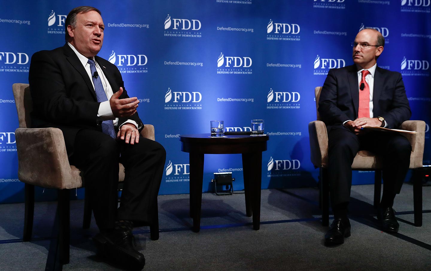 Mike Pompeo and Juan Zarate at FDD conference