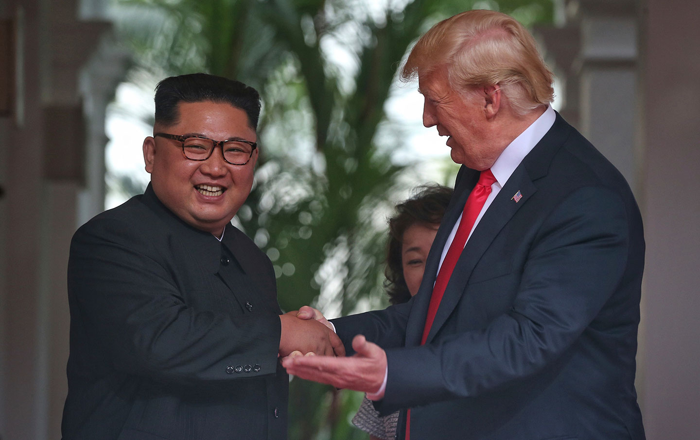 Trump and Kim handshake in Singapore