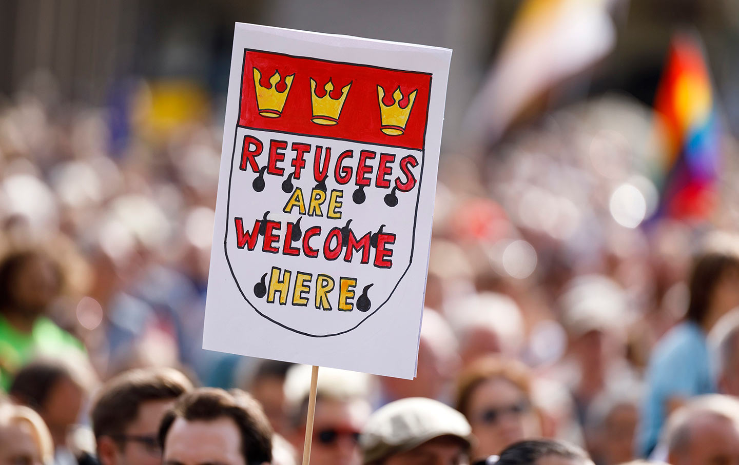 Refugees welcome in Germany sign