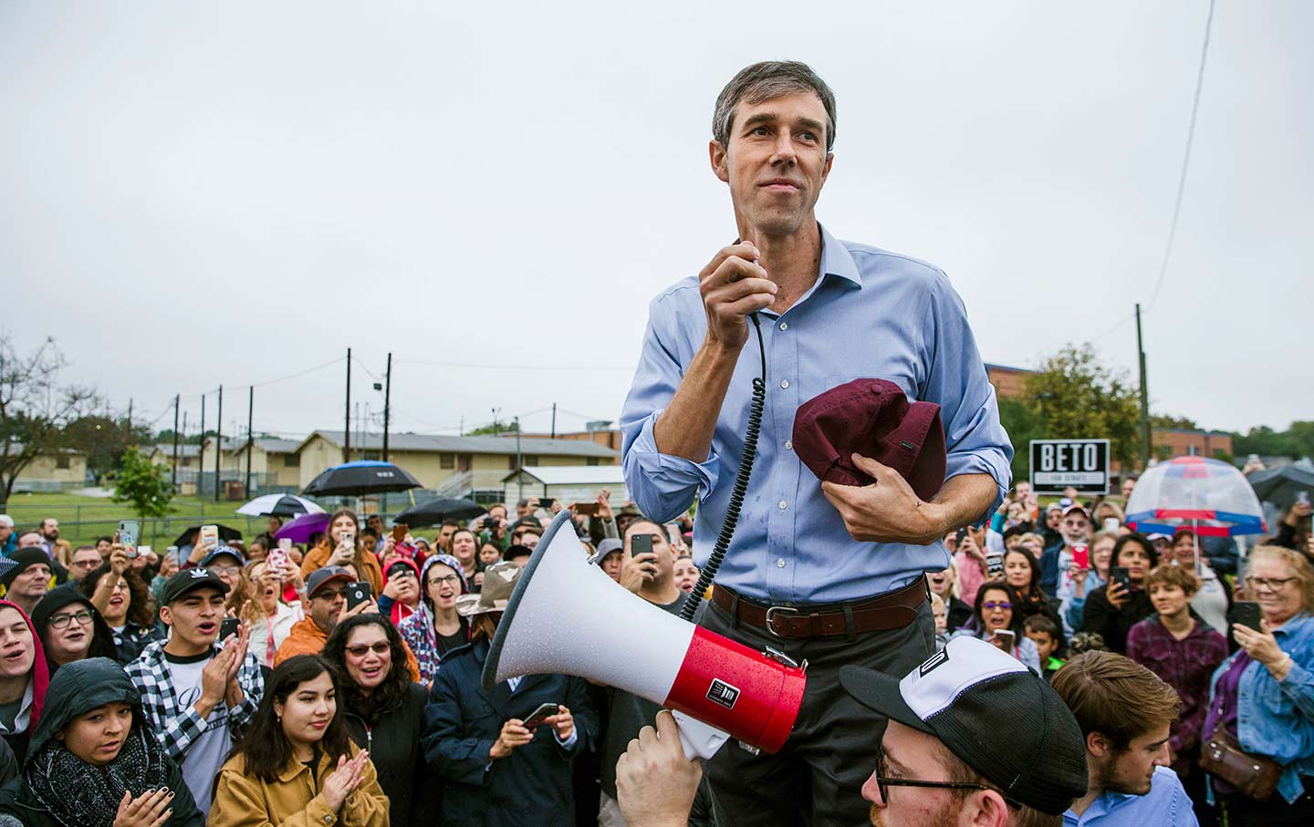 Beto O'Rourke with megaphone