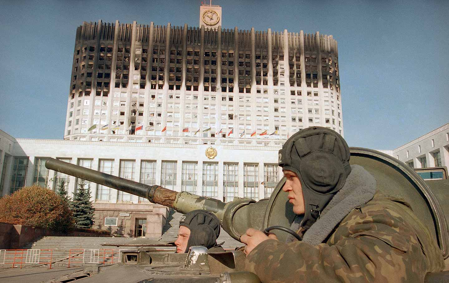 Russian White House after shelling