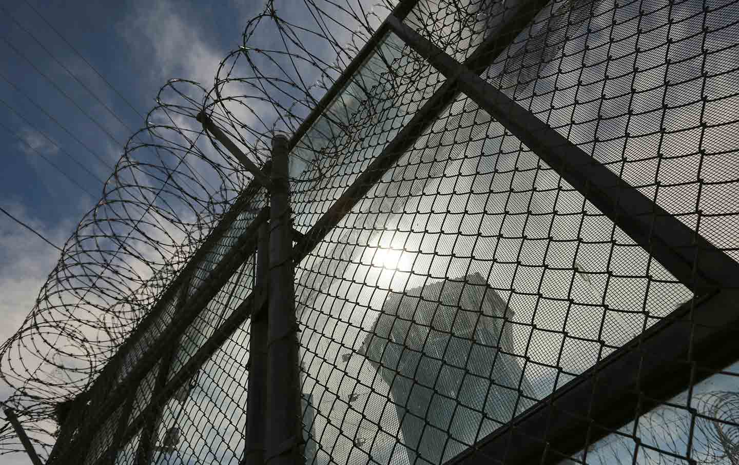 A guard tower at Corcoran State Prison