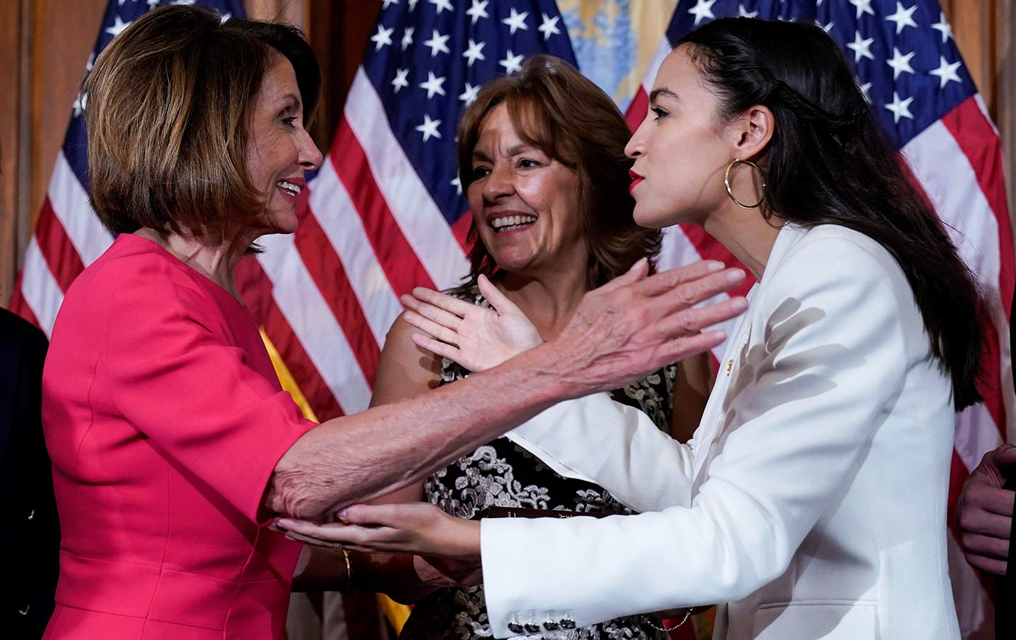 Pelosi Ocasio-Cortez Hug