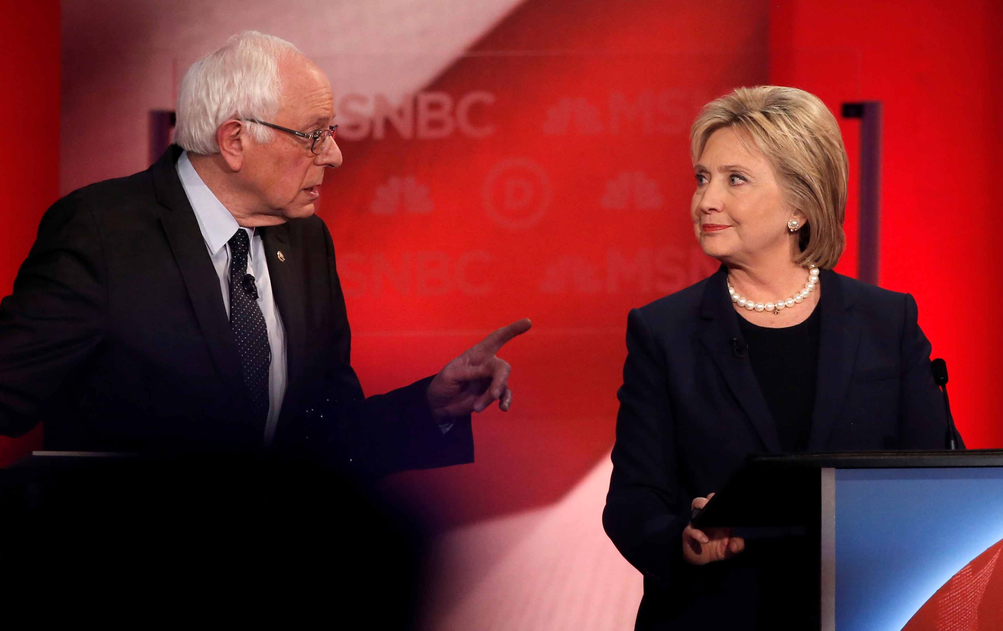 Sanders and Clinton in 2016 presidential debate