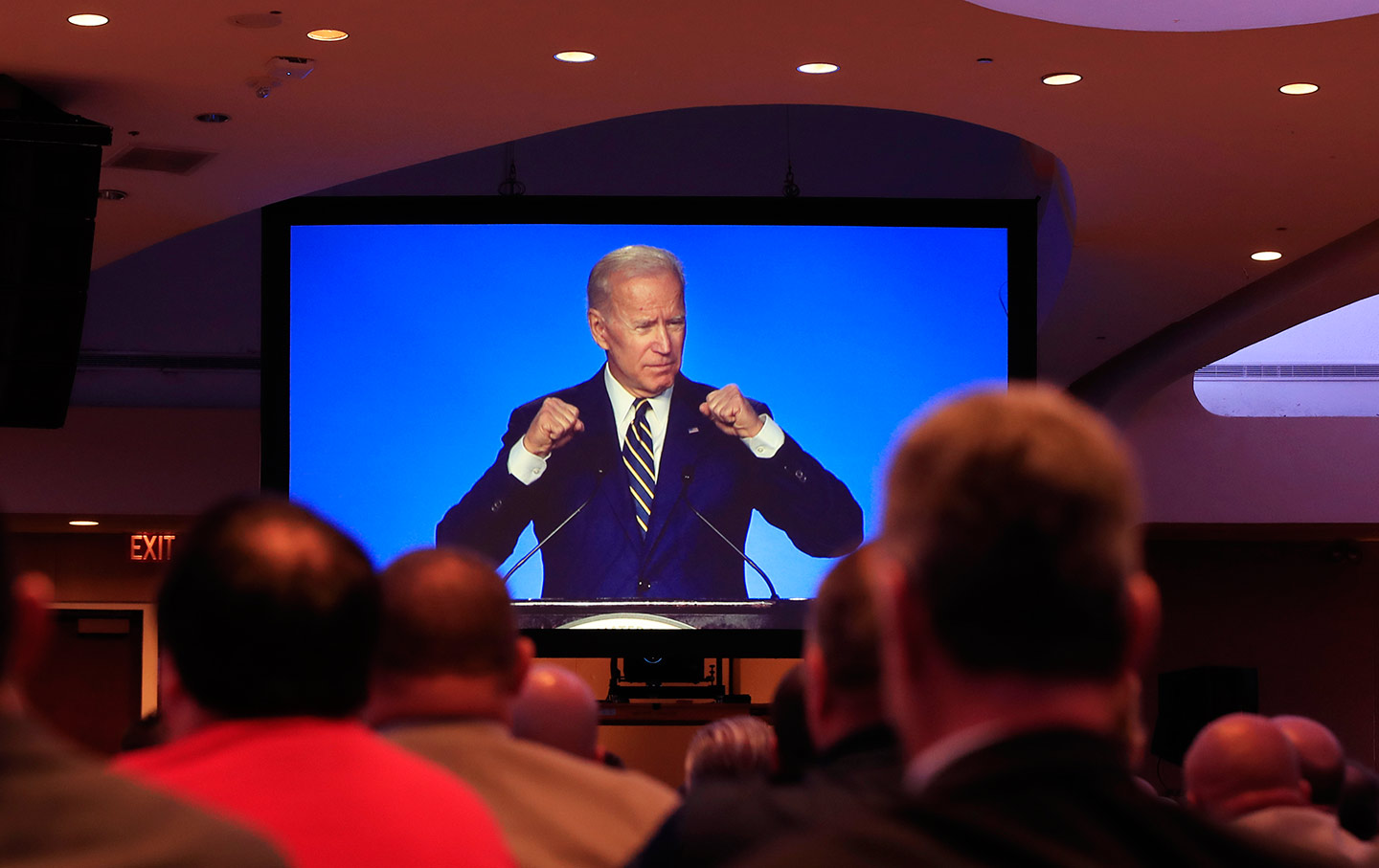 Joe Biden speaking at the International Brotherhood of Electrical Workers construction and maintenance conference