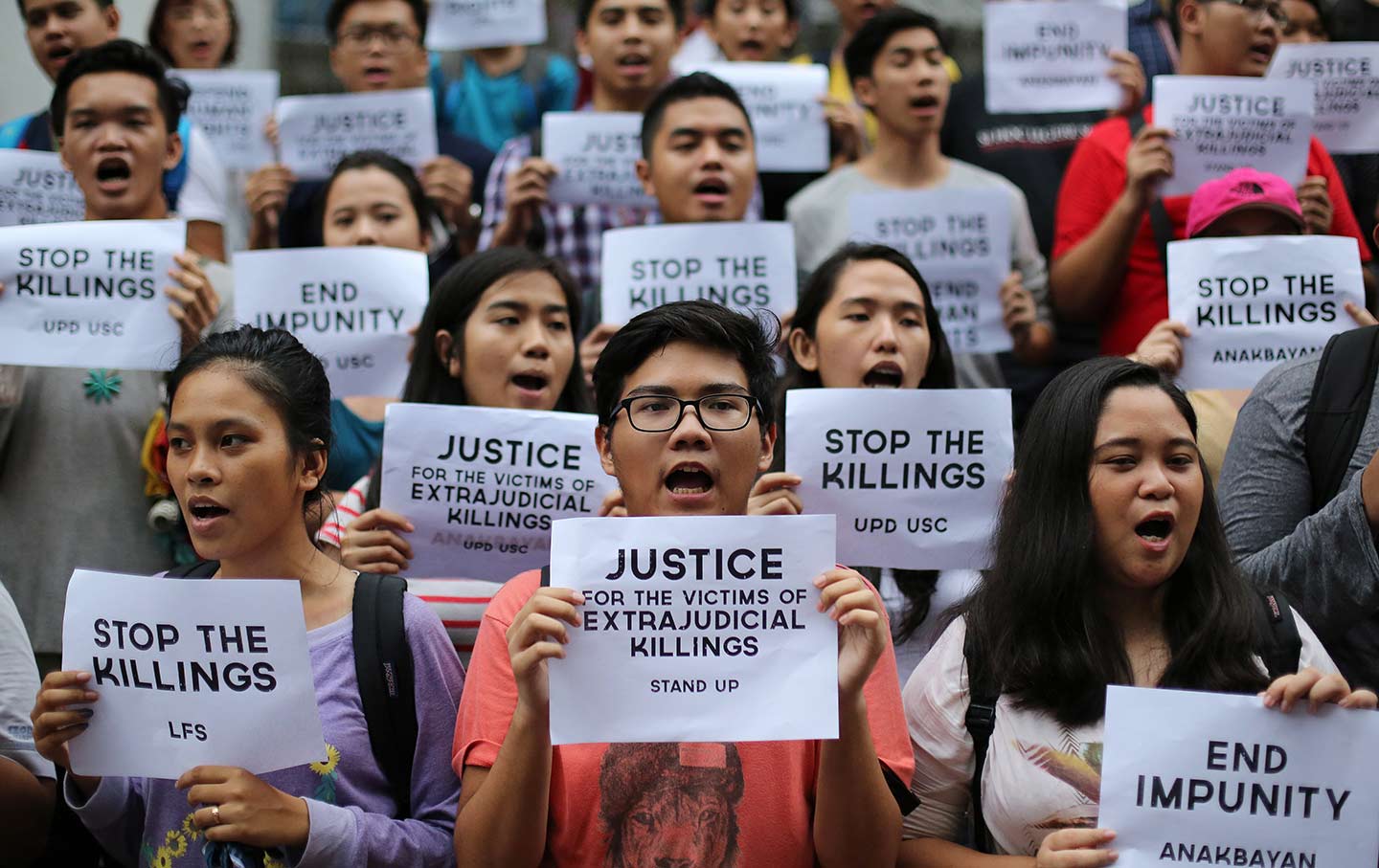 Students at the University of the Philippines protest Duterte