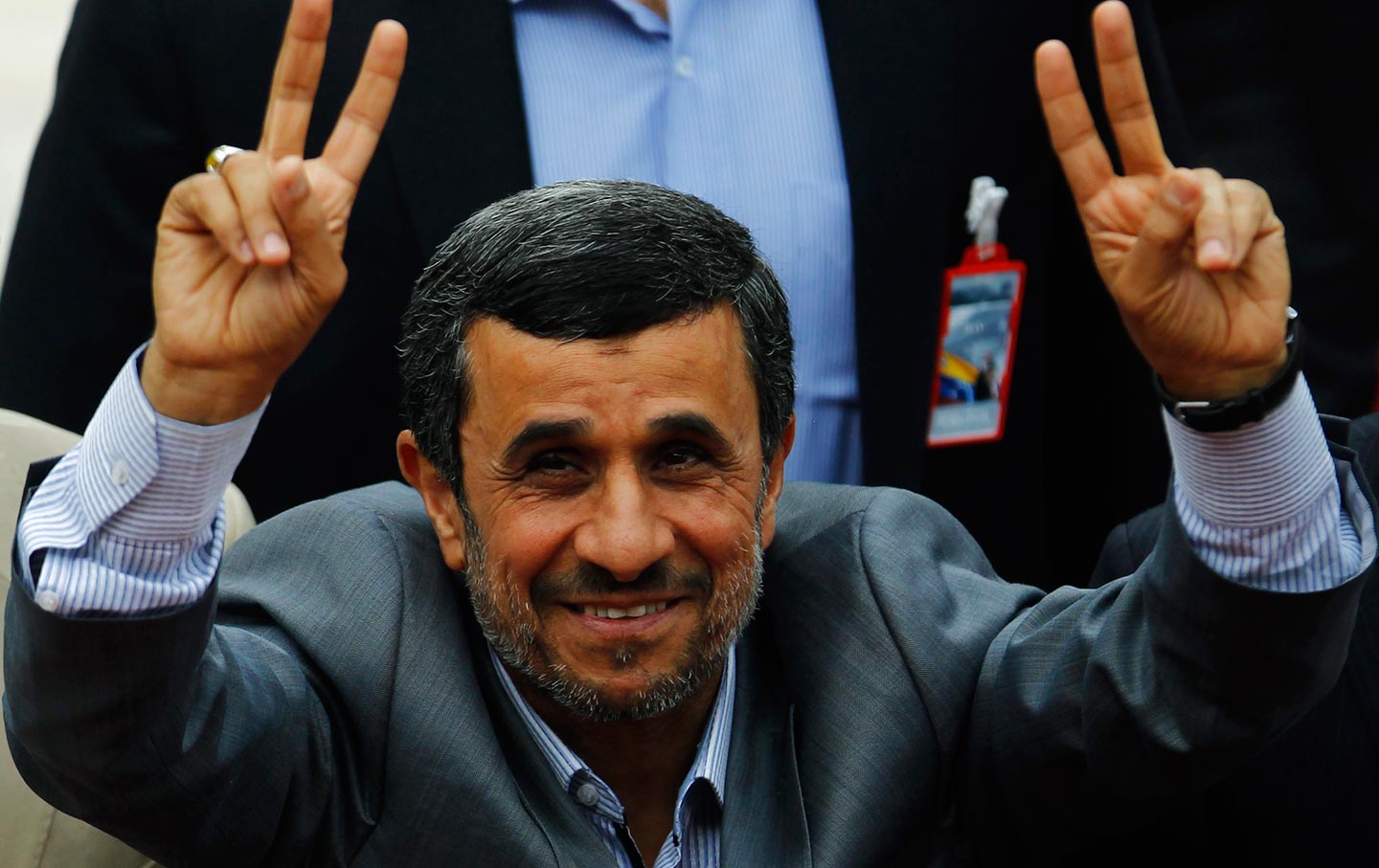 Ahmadinejad peace sign