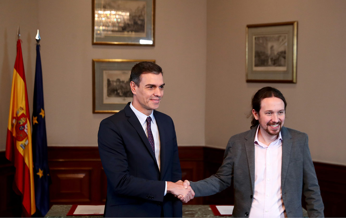 Spain Sanchez and Iglesias Unidas Podemos