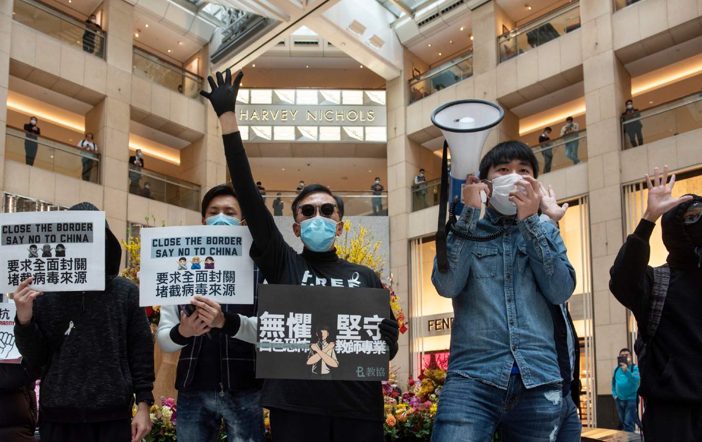 Protestors at a Hong Kong mall