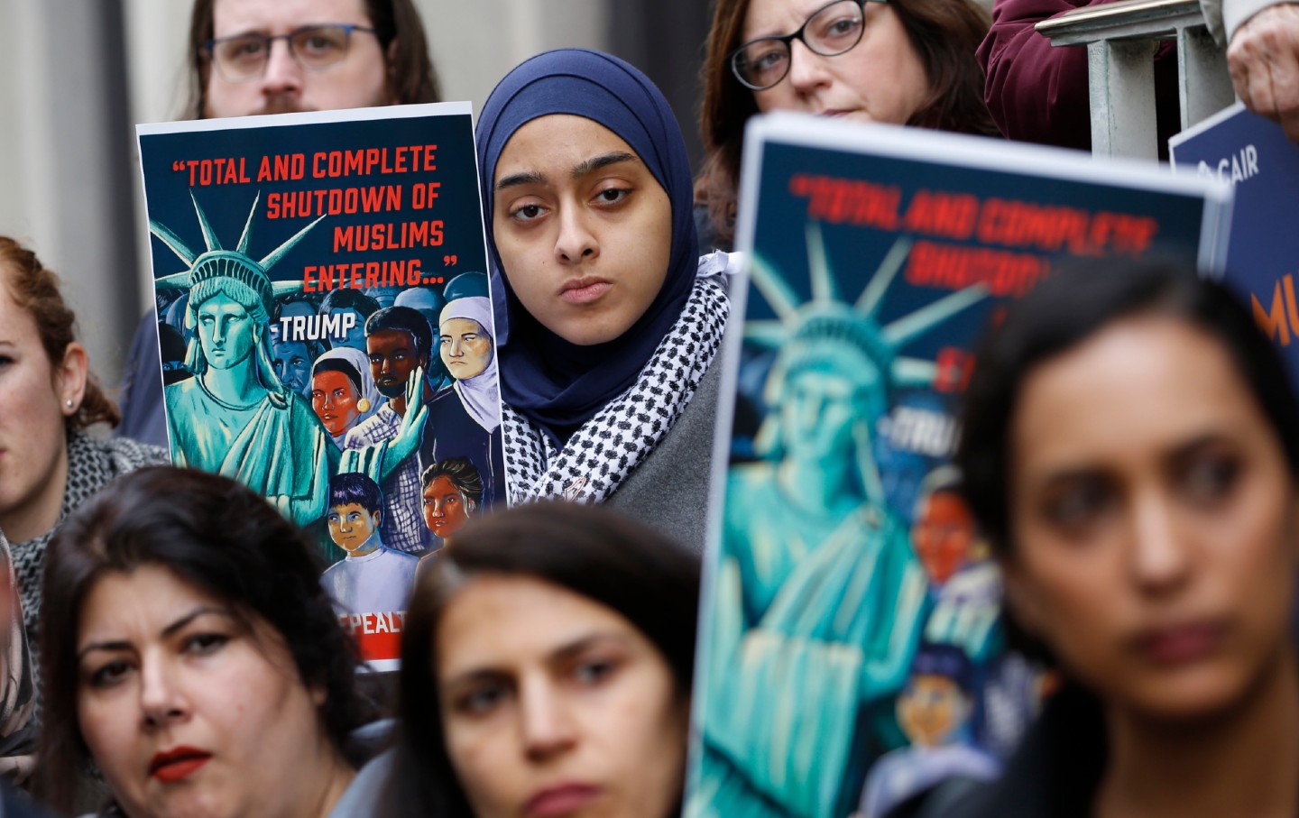 Demonstrators at a rally