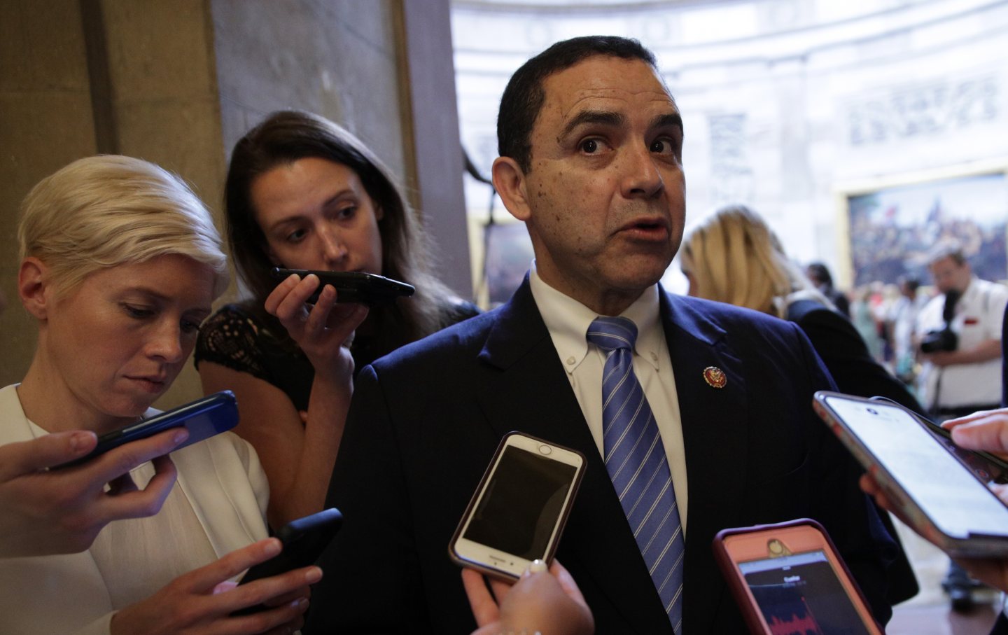 Texas Democrat Henry Cuellar speaks to media at the U.S. Capitol