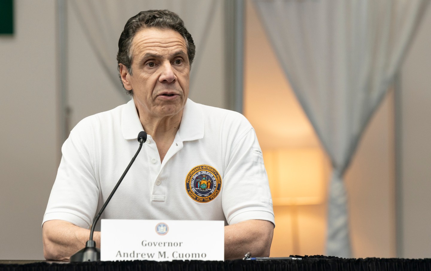 Cuomo speaking from Jacob Javits Center