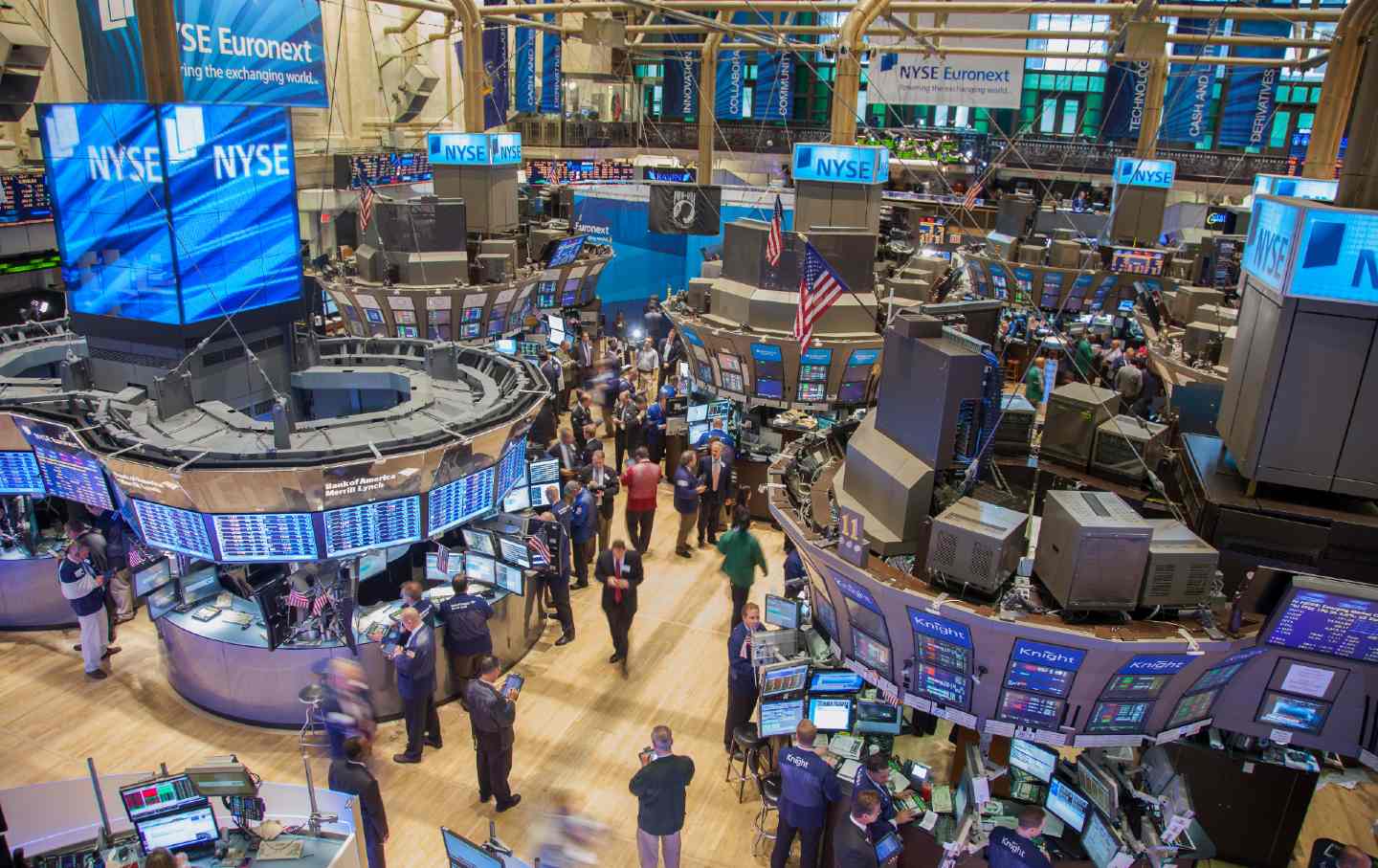 Busy trading floor on New York Stock Exchange.
