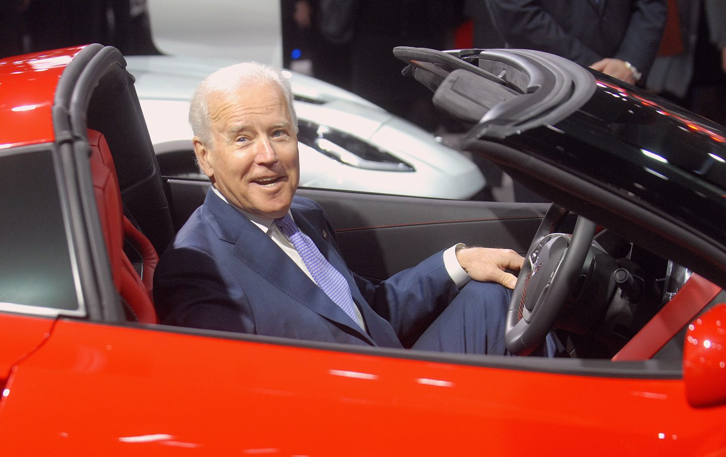 Biden in red Corvette