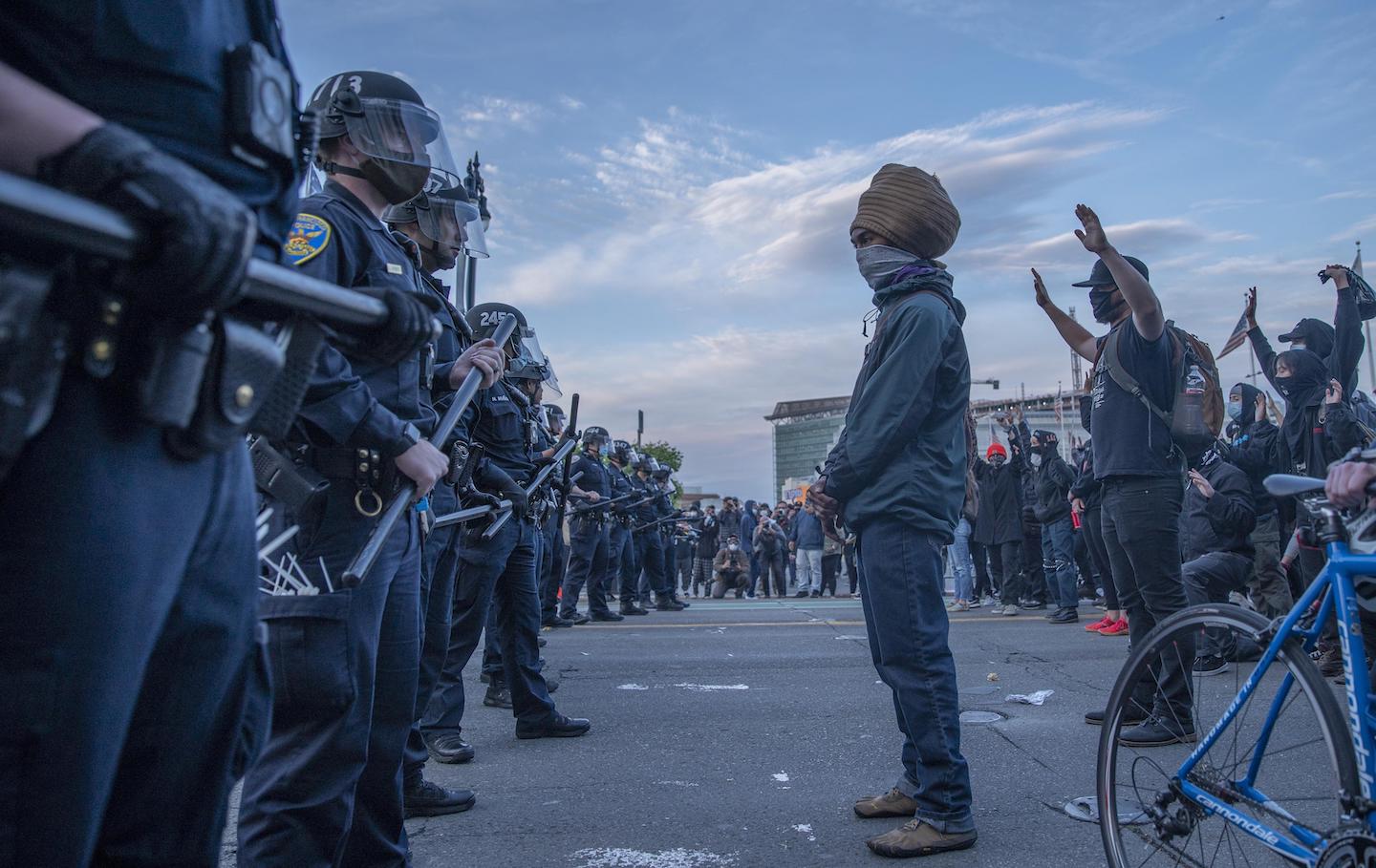 masked protesters