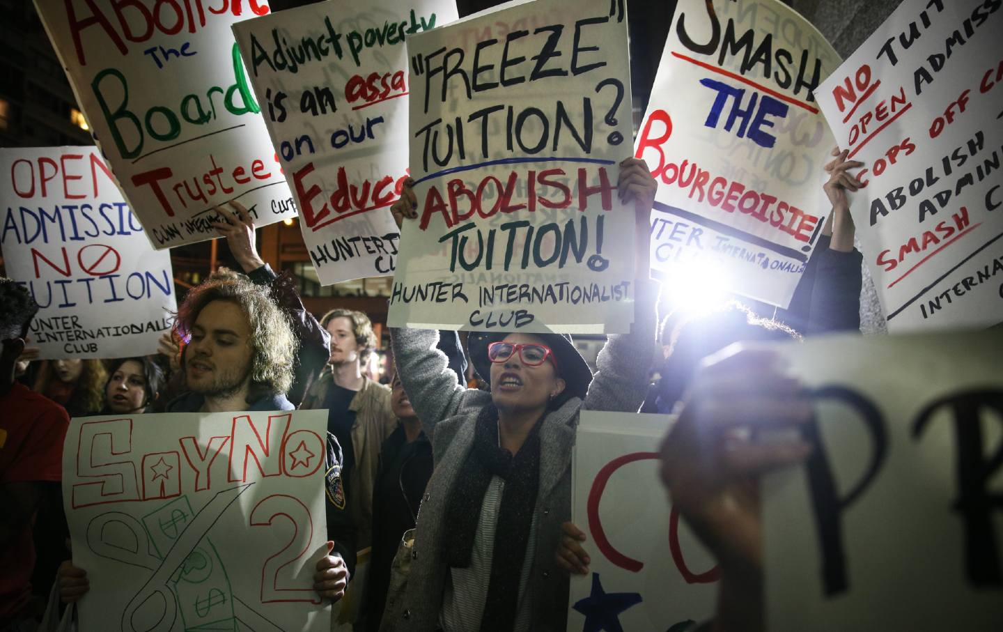 students protest abolish tuition