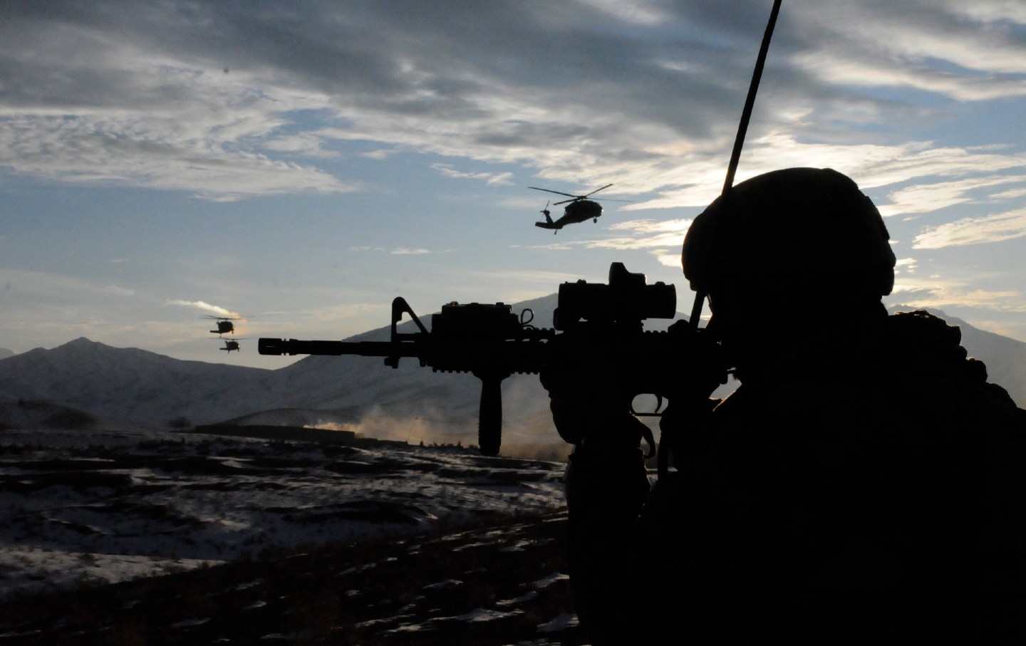 A US Special Forces soldier at a remote village in the Arghandab District in Afghanistan