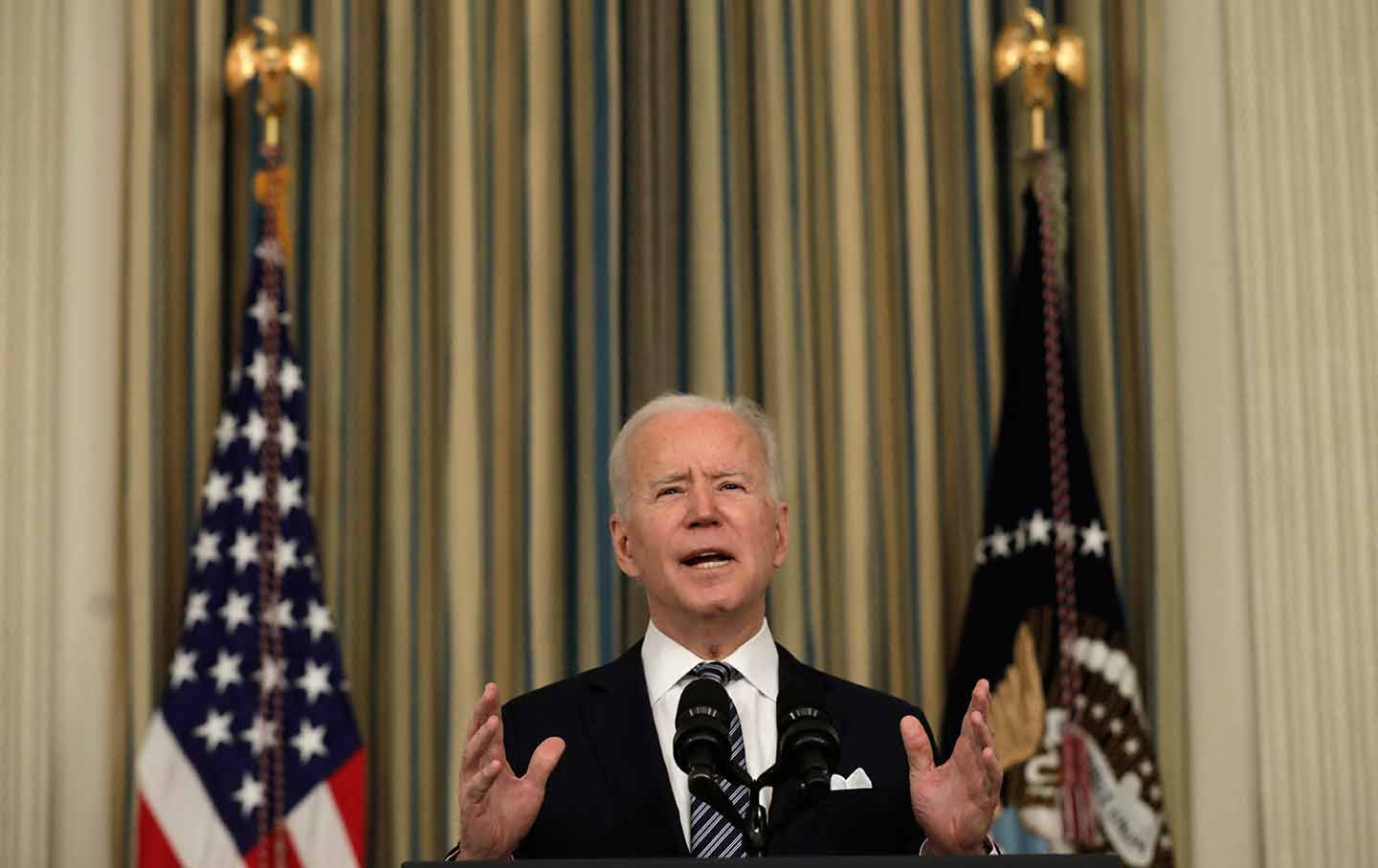 Joe Biden speaking about the American Rescue Plan Act