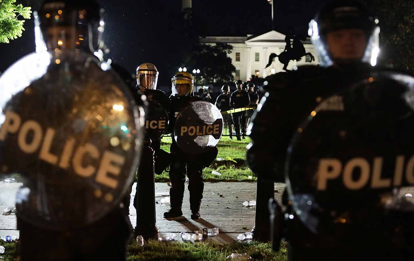 Police at a protest in Washington, DC