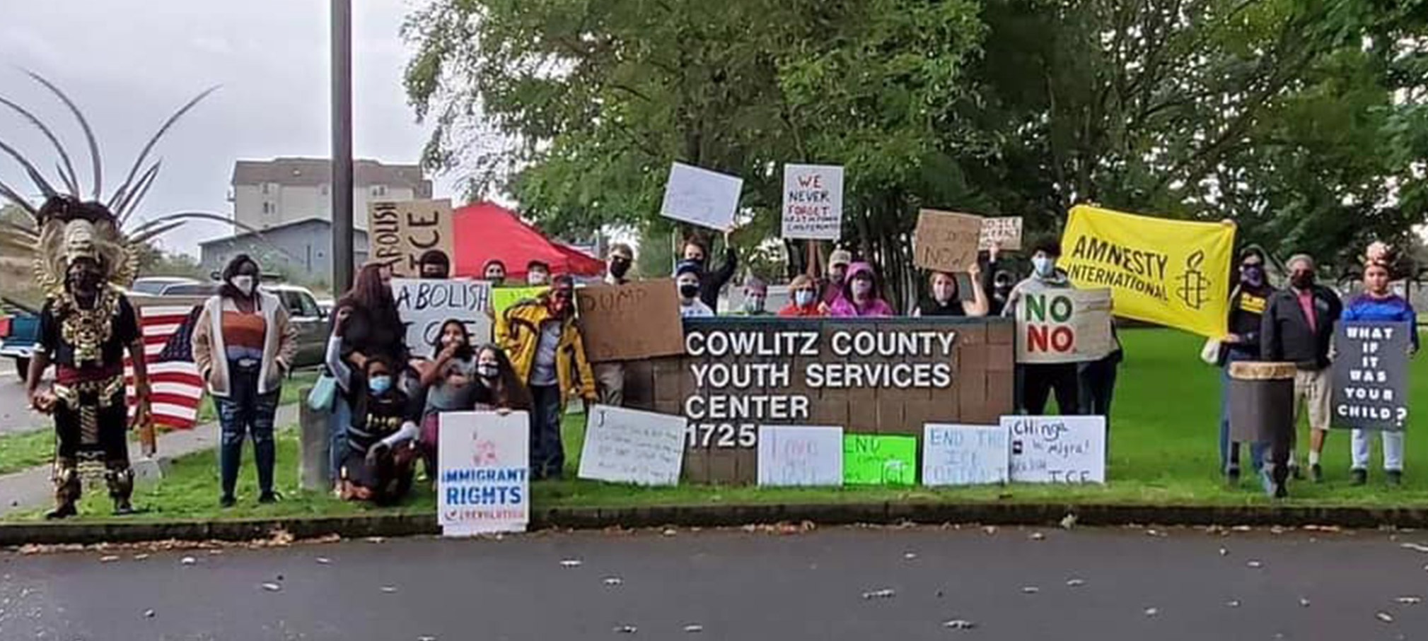 Protest outside of Cowlitz County Youth Services Center