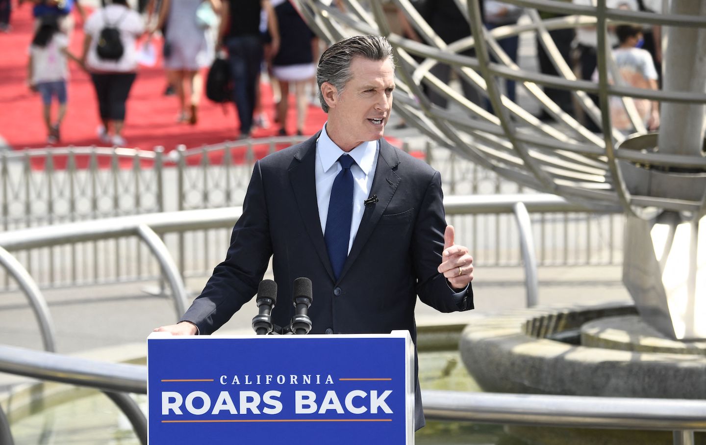 California Governor Gavin Newsom speaks at a press conference