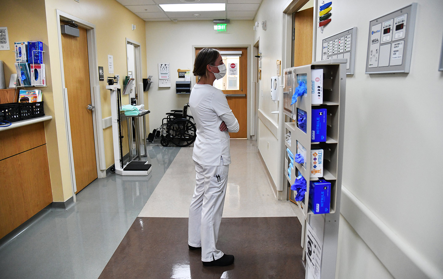 A hospital worker in a hospital