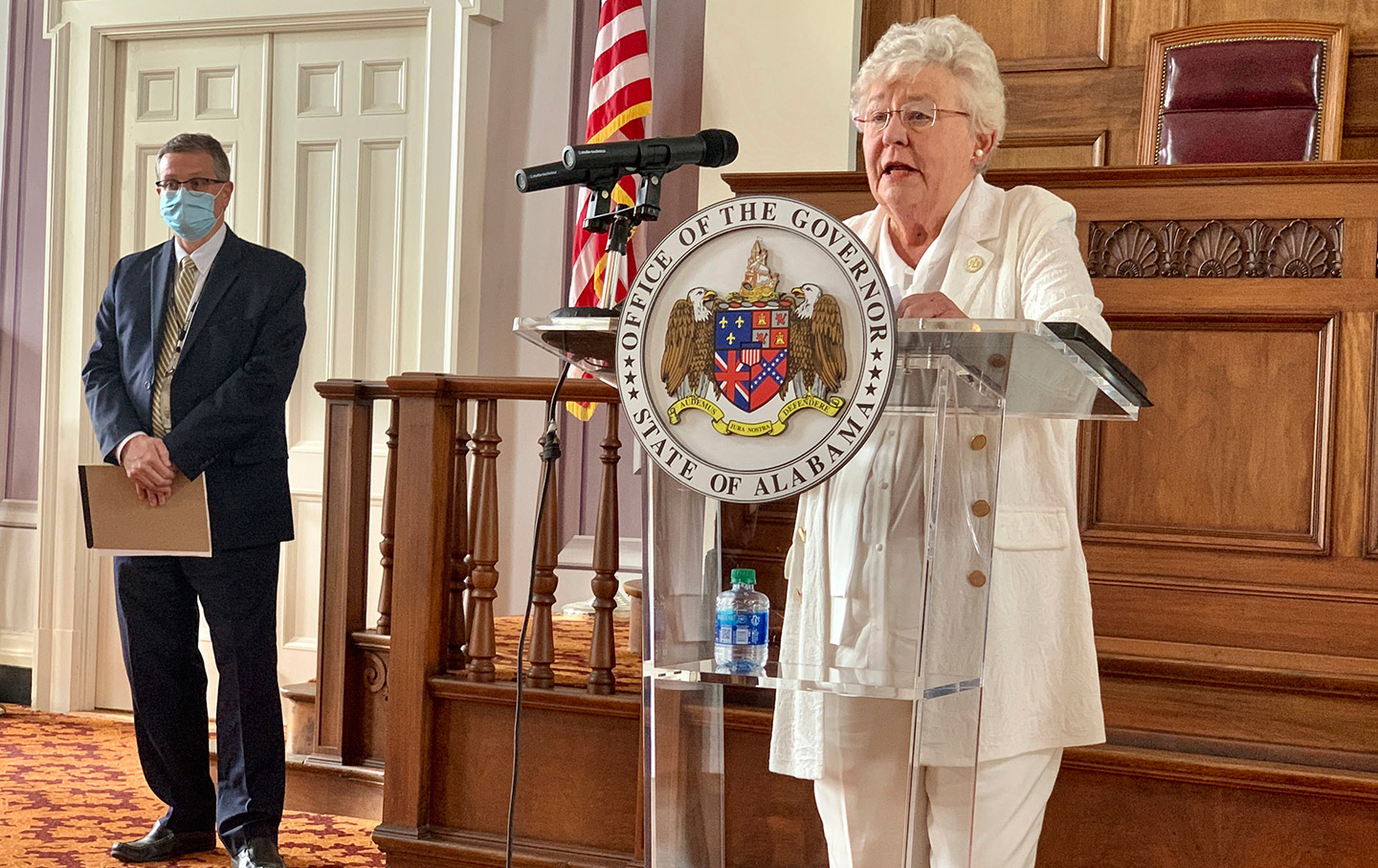Gov. Kay Ivey at a press conference