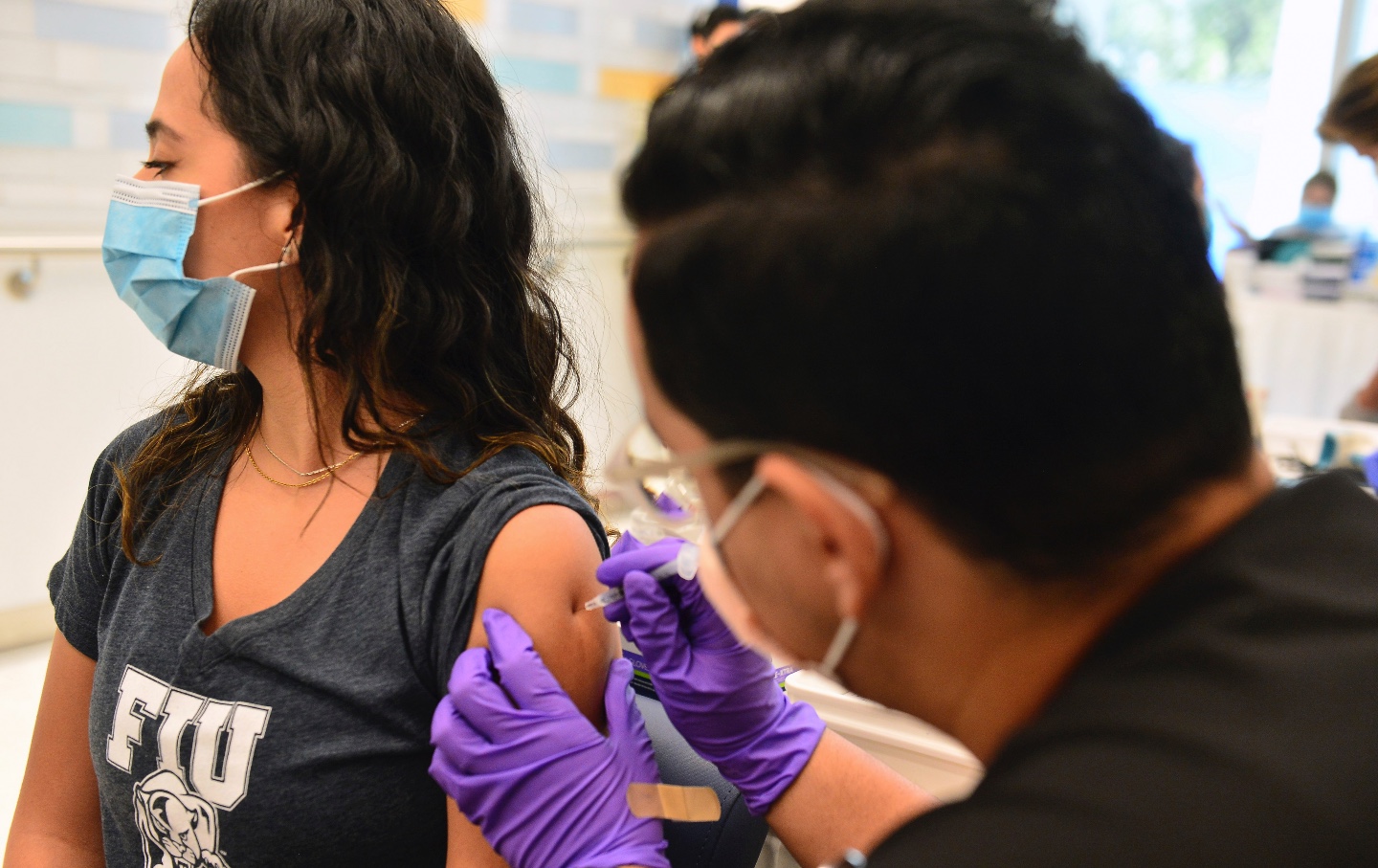 College student gets a Covid vaccine