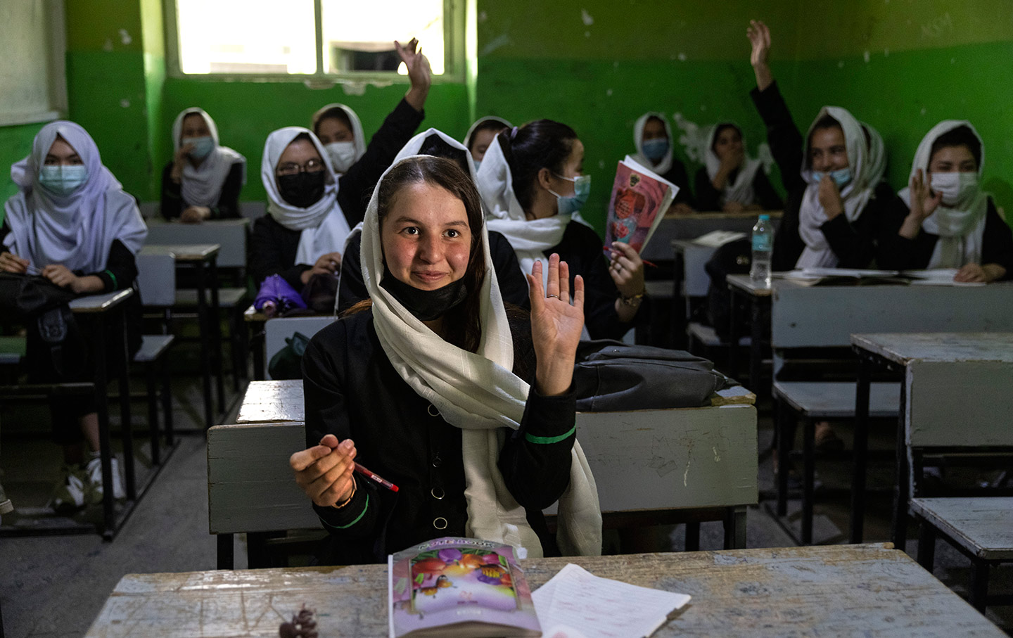 Students at a girls’ school in Kabul