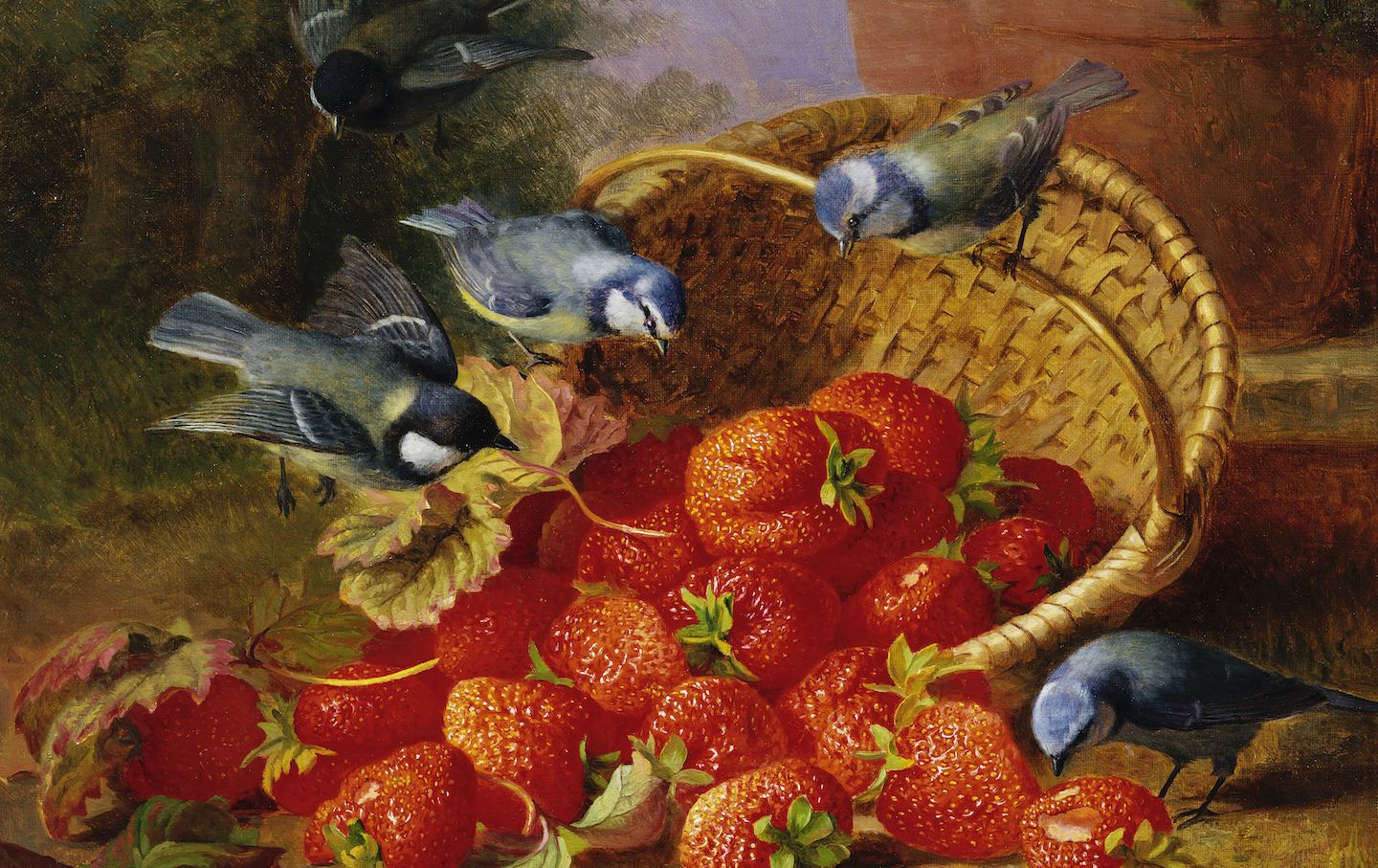 A Feast of Strawberries (Blue Tits) by Eloise Harriet Stannard