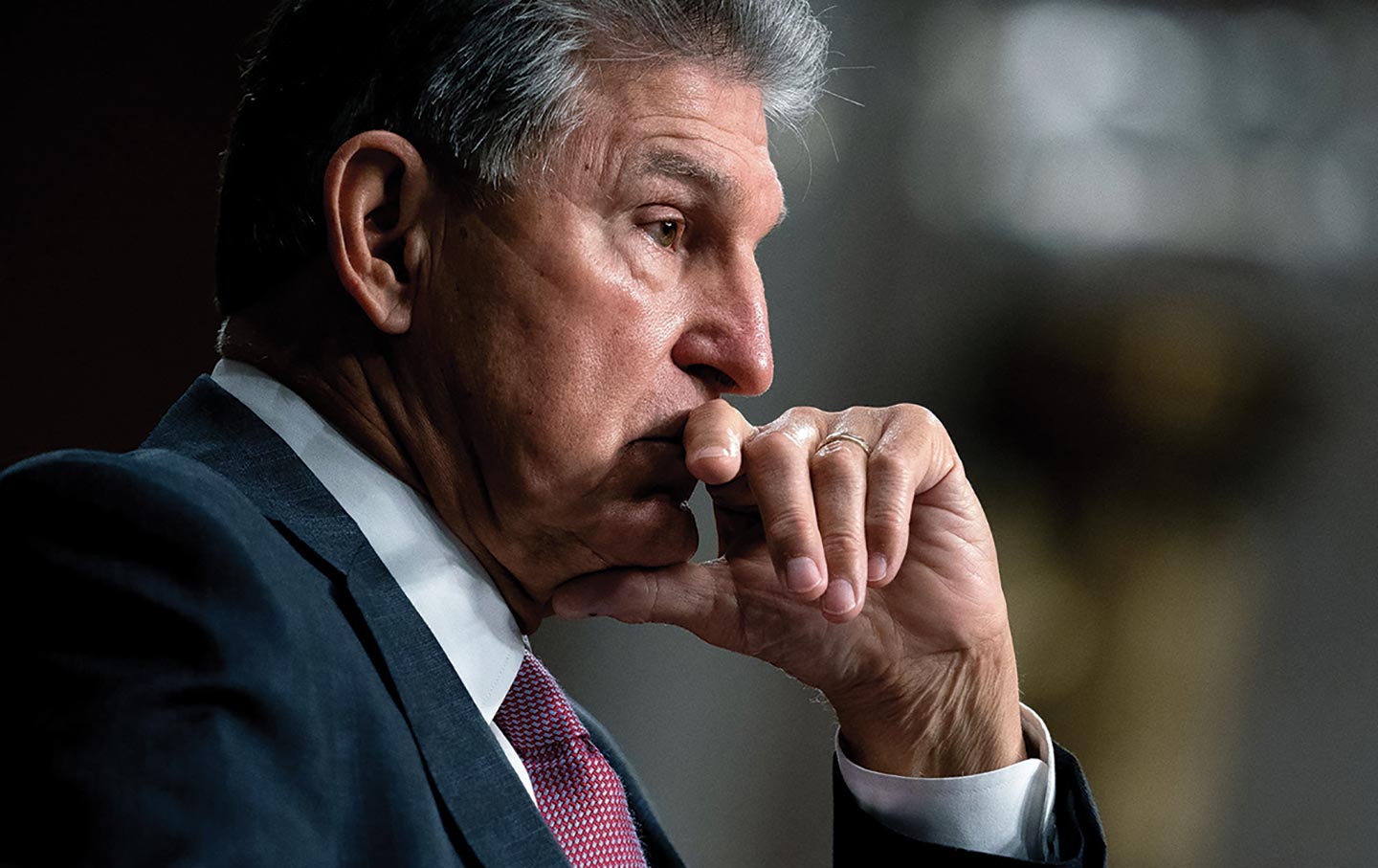 a pensive Joe Manchin