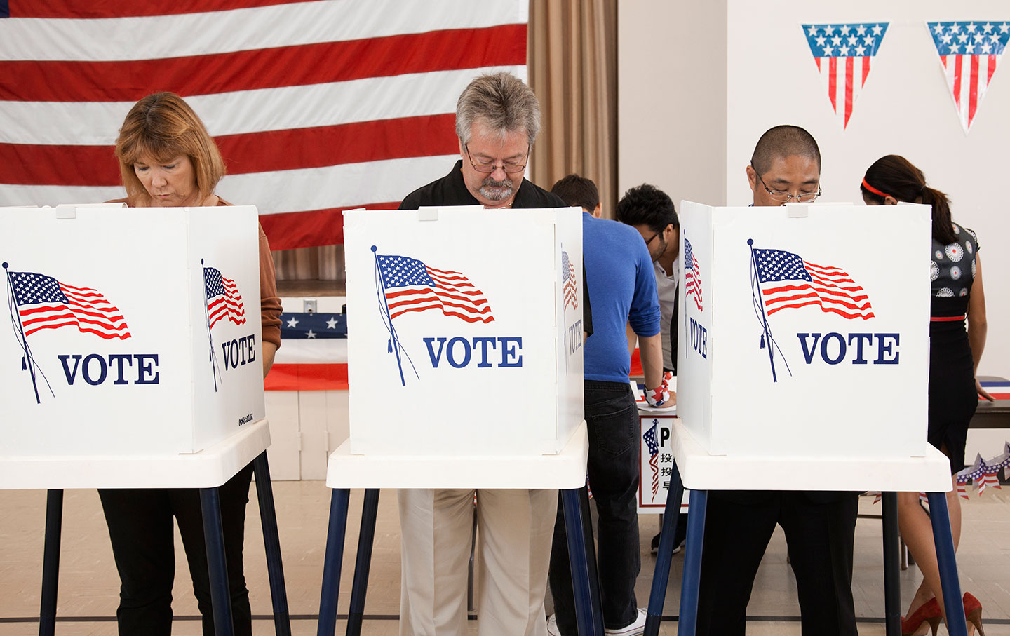 Voters at a polling place