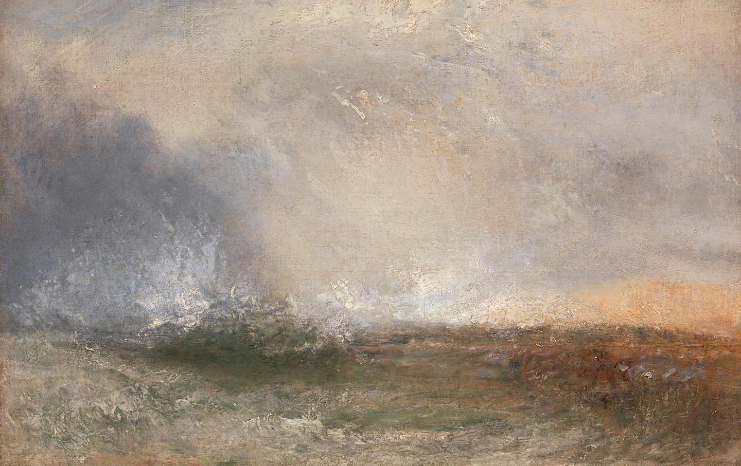 Stormy Sea Breaking on a Shore, by J.M.W. Turner